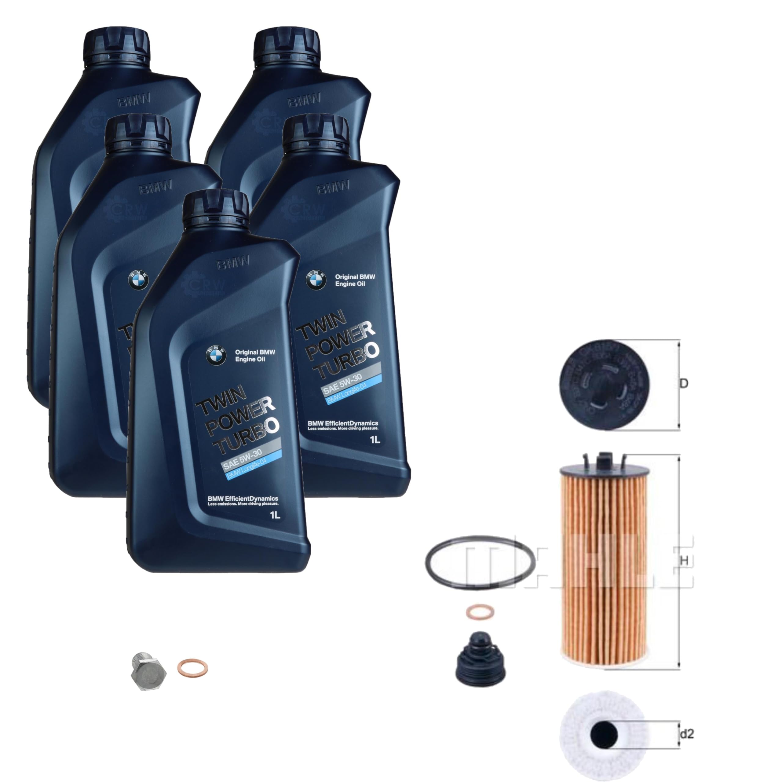 Pacchetto di ispezione pacchetto di manutenzione filtro con olio motore da 5 l TWIN POWER TUBO 5W-30, filtro olio, vite di chiusura