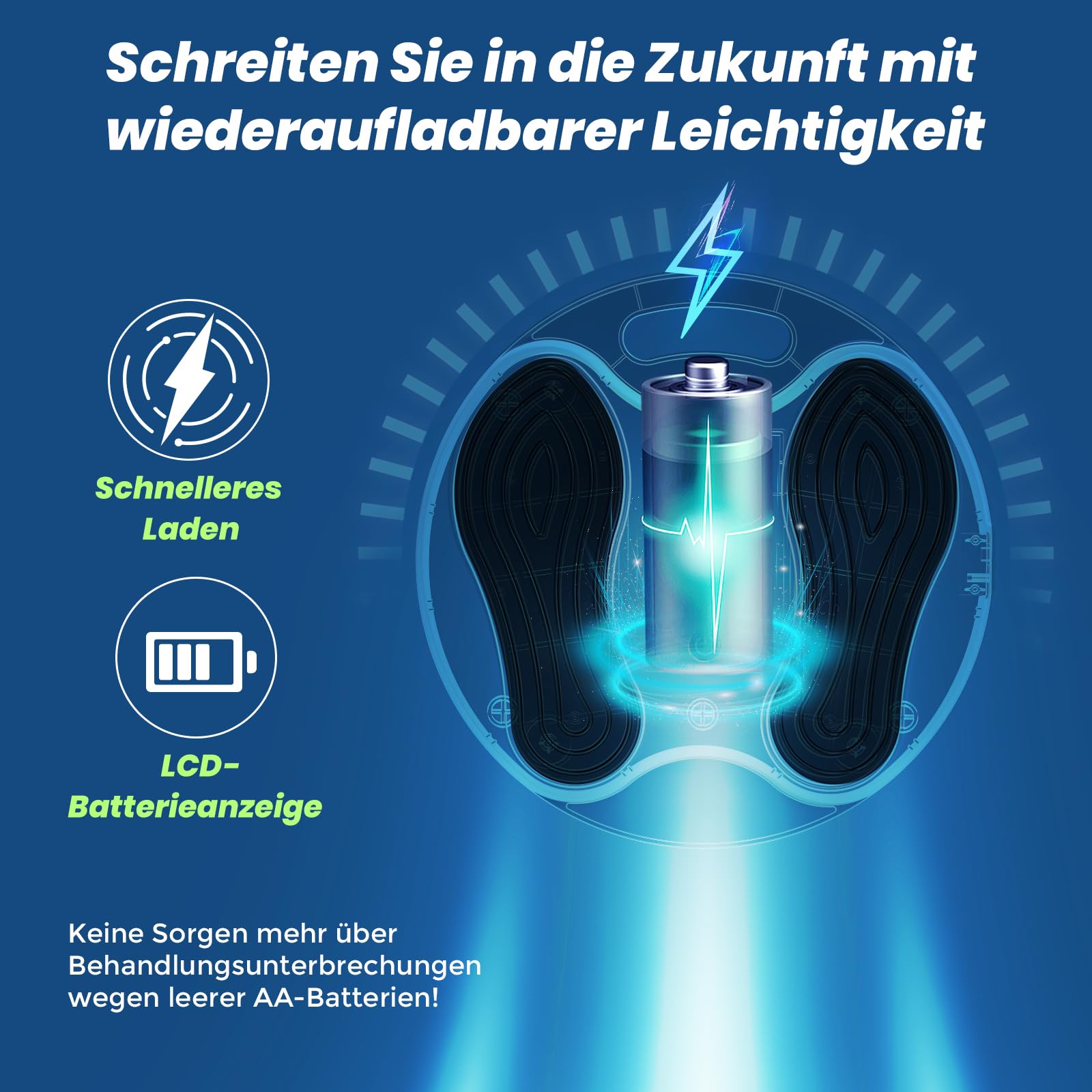 Medic Durchblutungsstimulator für Füße & Beine, EMS Fußmassagegerät, lindert Neuropathie, Knie- & Beinschmerzen, fördert die Fußdurchblutung – Elektrischer TENS Stimulator mit 4
