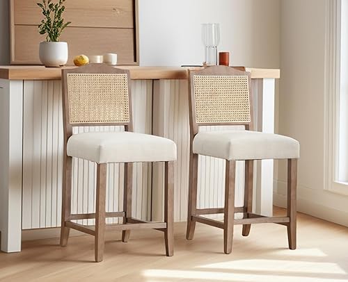 Miniatura 10 de CIMOTA Juego de 2 taburetes de bar de 30 pulgadas, taburetes de bar de estilo rústico de mediados de siglo con respaldo, taburetes de isla de cocina