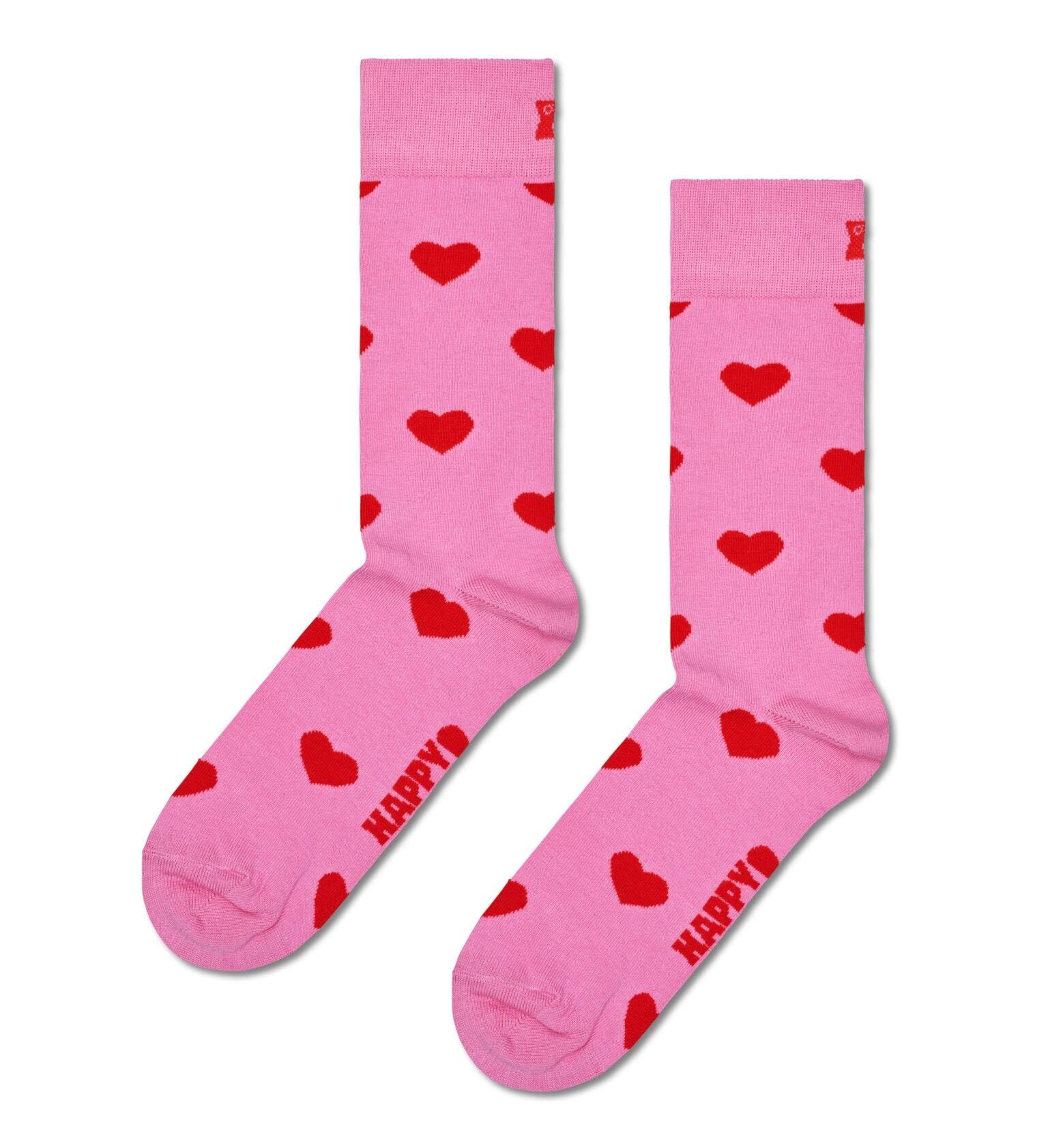 Happy Socks Unisex Heart, Pink, 36-40 UK