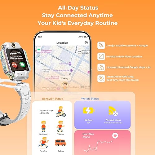 Miniatura 2 de imoo Reloj inteligente para niños, cámaras duales delanteras y traseras, videollamadas HD y chat, relojes inteligentes impermeables IP68, modo