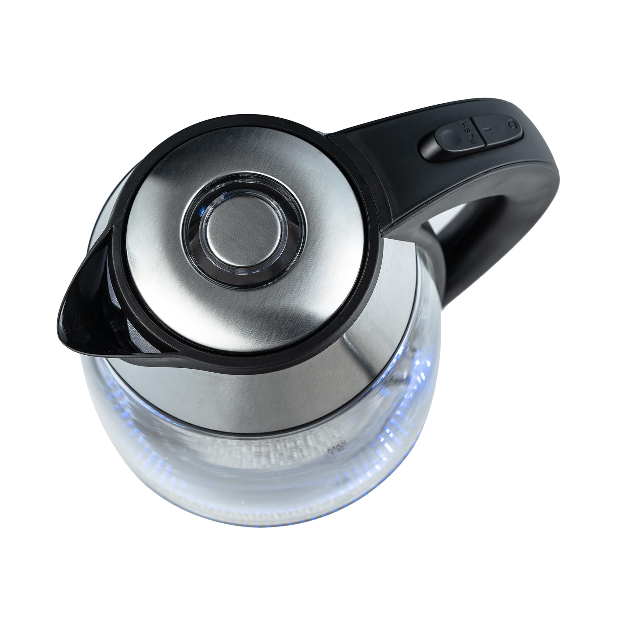 Zilan Bollitore in vetro con filtro, luce LED blu, capacità 1,8 litri, base rotante a 360°, protezione contro l'ebollizione a secco, 2200 Watt