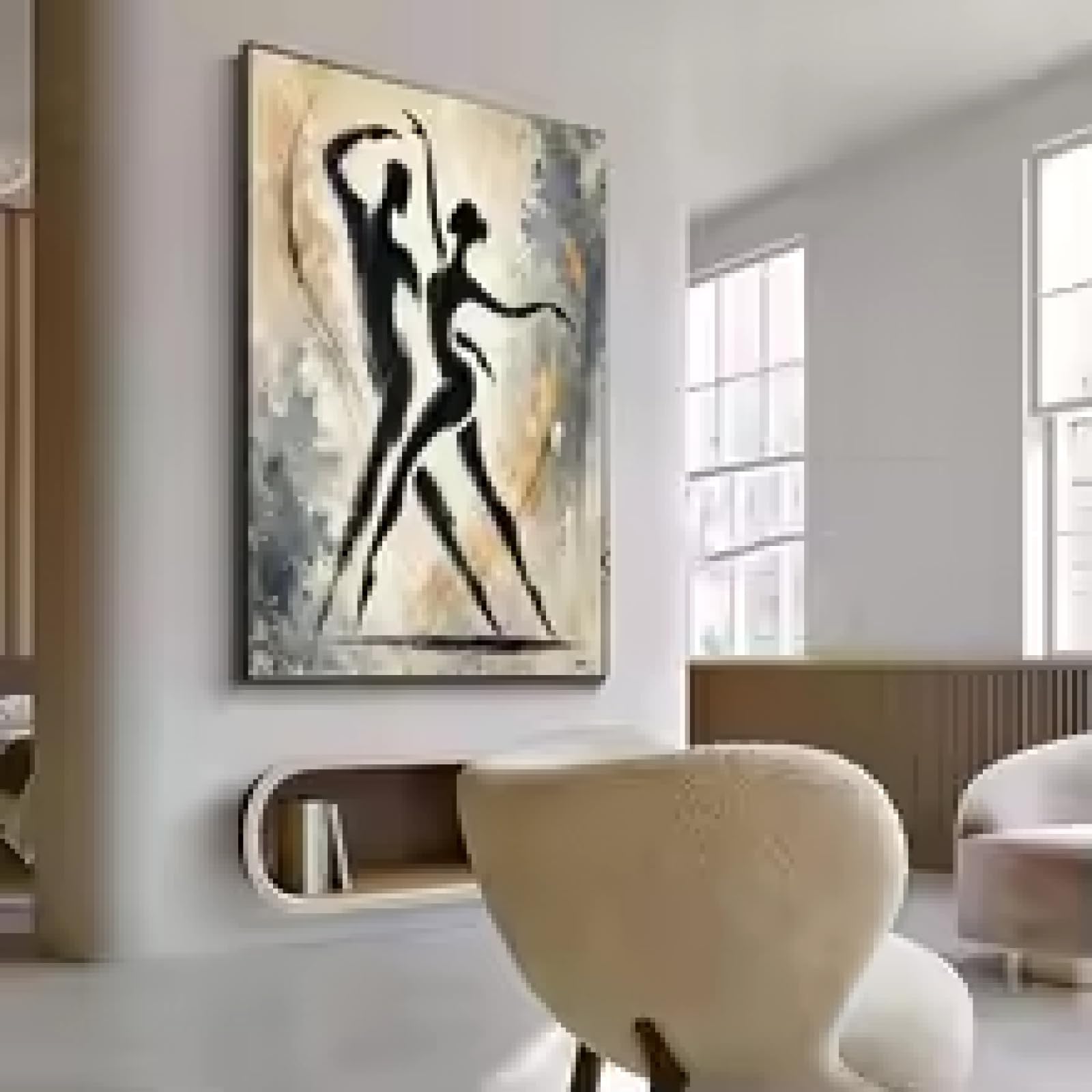Hipwst Frameless Large Modern White Textured Wall Art Painting Abstract Canvas Wall Orange Painting For Home Bedroom Wall Decor 80X120cm