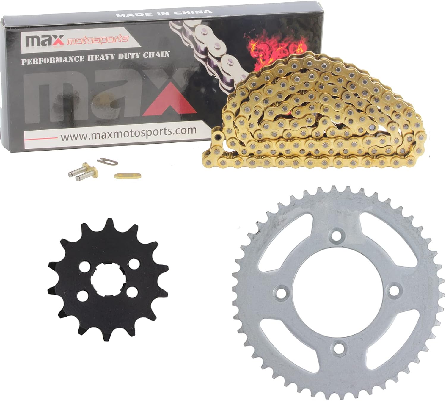 Max Motosports Standard Drive Chain and Sprocket Kit replacement for Honda CRF150R 2007-2025 (Gold)