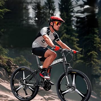 Mountain Bike, Foldable, Cross Bike, 24, 26 Inches, Shimano 21 Speed MTB, Gravel Road Bike, Mud Flaps Included, Front and Rear Suspension, Disc Brakes, For Work or School Commutes, Street