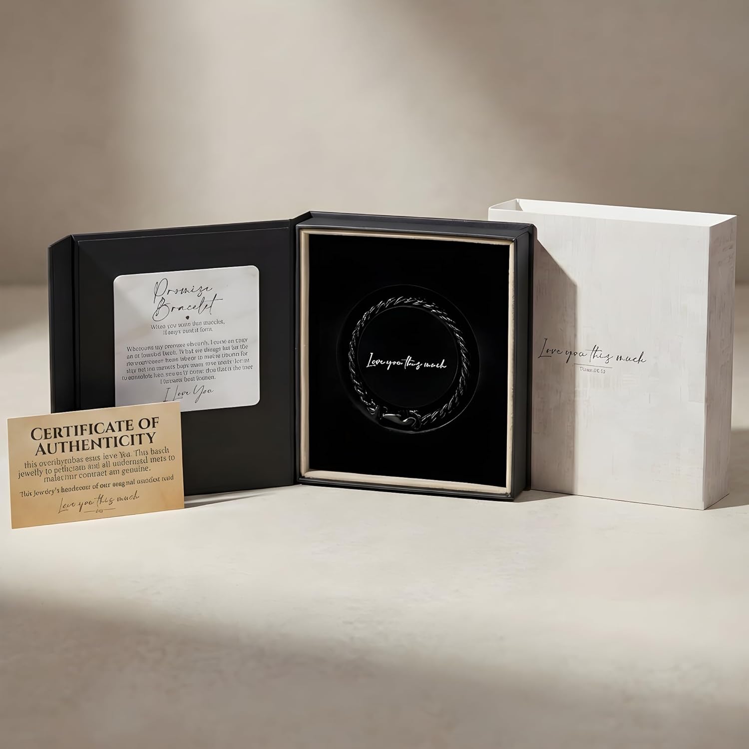 Love You This Much Promise Cuban Bracelet, Romantic Gift for Boyfriend, Appreciation Gift for Boyfriend, Cute Small Gift for Boyfriend, Thoughtful Boyfriend - Image 3