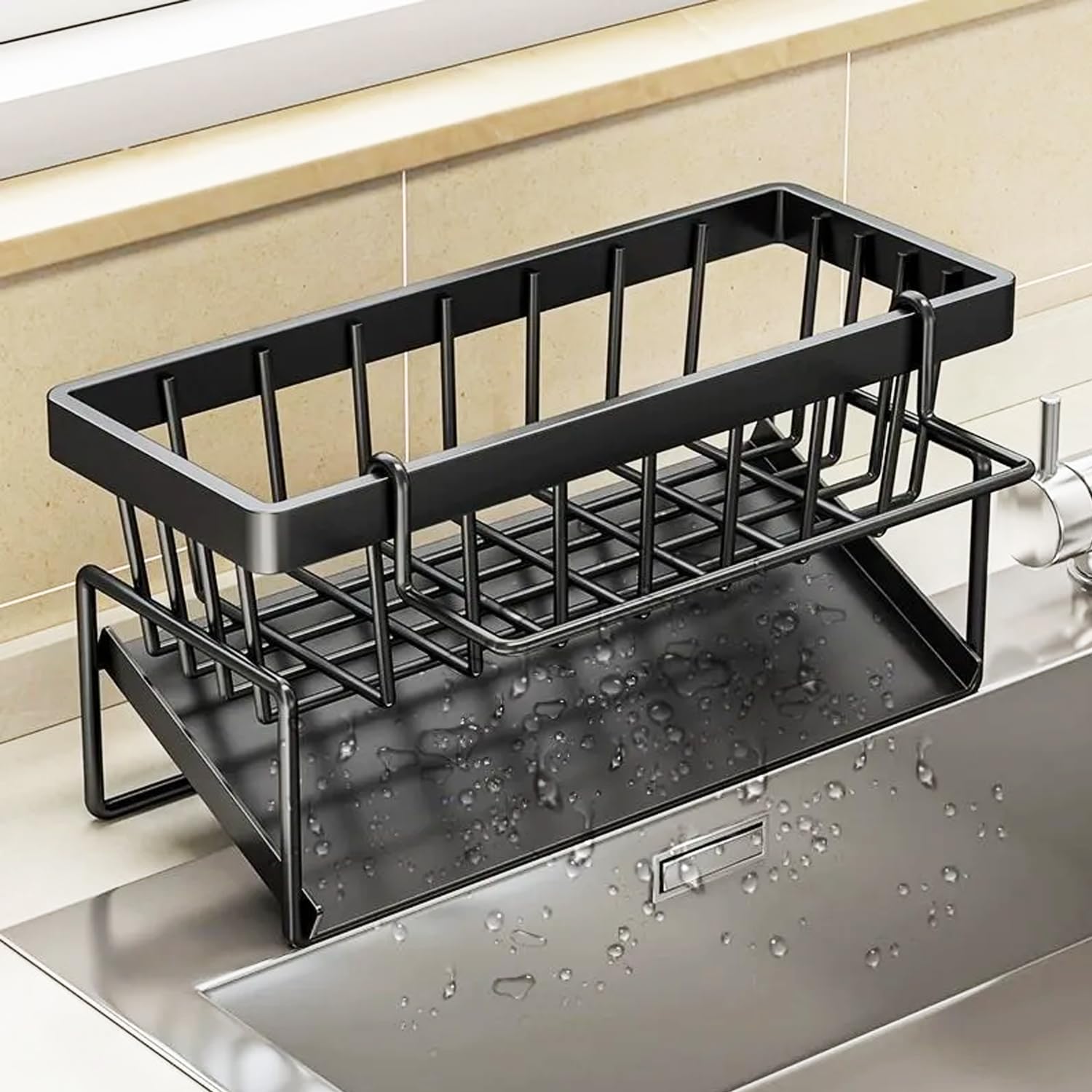 Sponge Holder for Kitchen Sink Sink Caddy with Dishcloth Rack Kitchen Sink Storage Rack Organizer Countertop Rustproof Soap