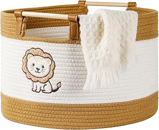 Large Blanket Basket Living Room 35L Baby Laundry Basket Toy Bin for Babies Toddlers Storage Baskets for Organizing Toys, Woven Cotton Rope Laundry Hamper for Nursery Storage Boy Gift Baskets Empty