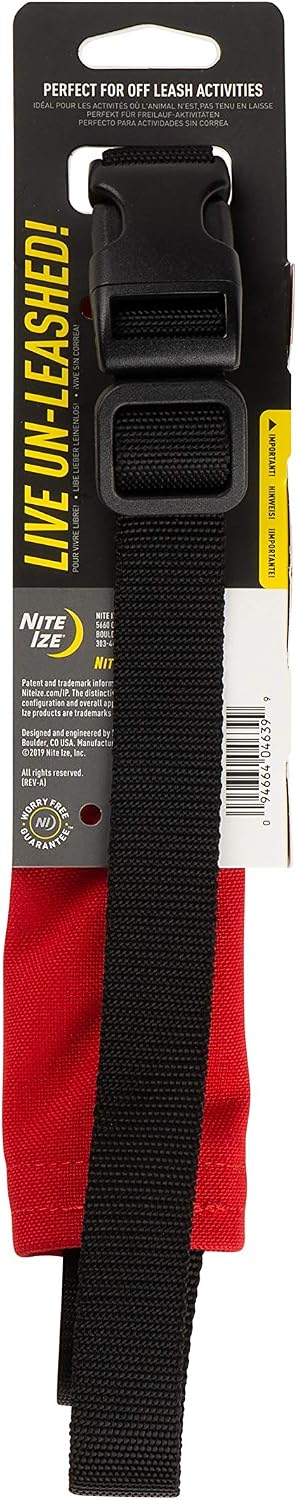 Nite Ize Raddog All-in-One Collar + Leash Combo, Dog Collar with Built-in Retractable Leash, Red, X-Large 20"-25"