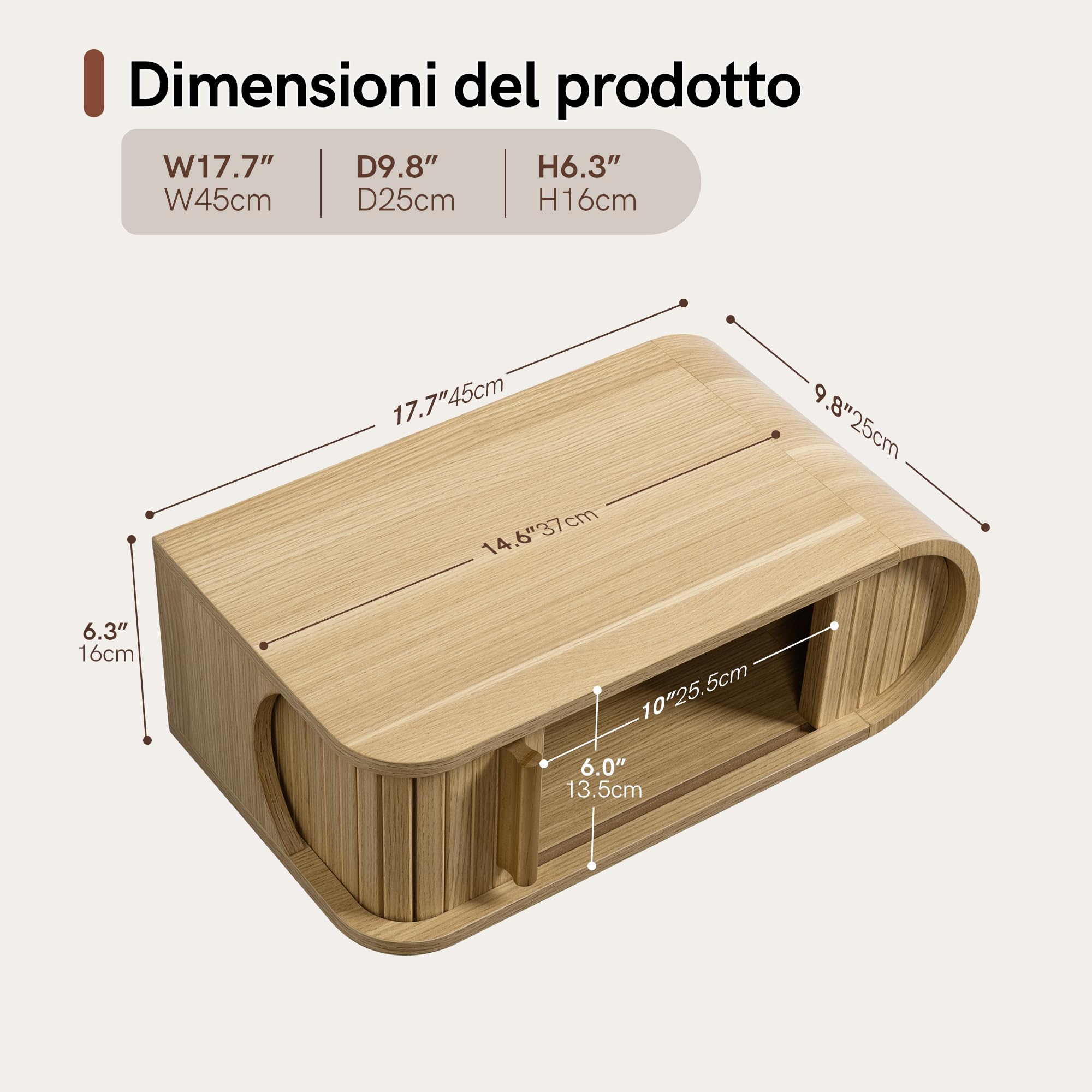 Afuly Comodino Sospeso Effetto Rovere Anta a Serrandina Forma D Sinistra | in legno, salvaspazio, vano nascosto, angoli arrotondati, 25 x 45 x 16 cm, portata fino a 20 kg, stile scandinavo naturale