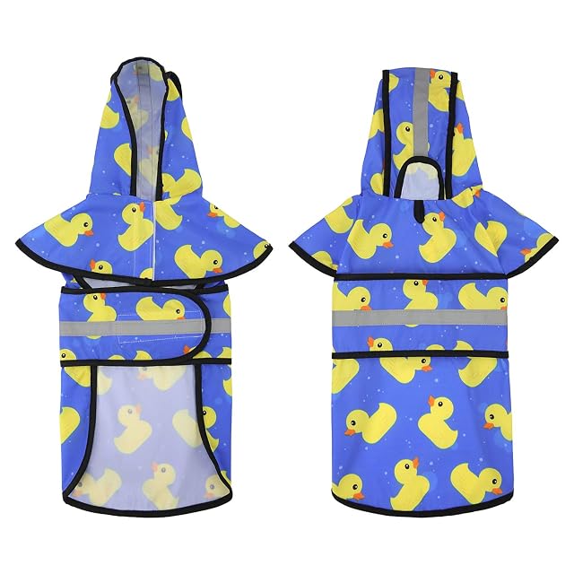 Foto 4 de 6 de HDE Impermeable con Capucha para Perros pequeños a extragrandes y Cachorros (Patos de Goma, pequeño)