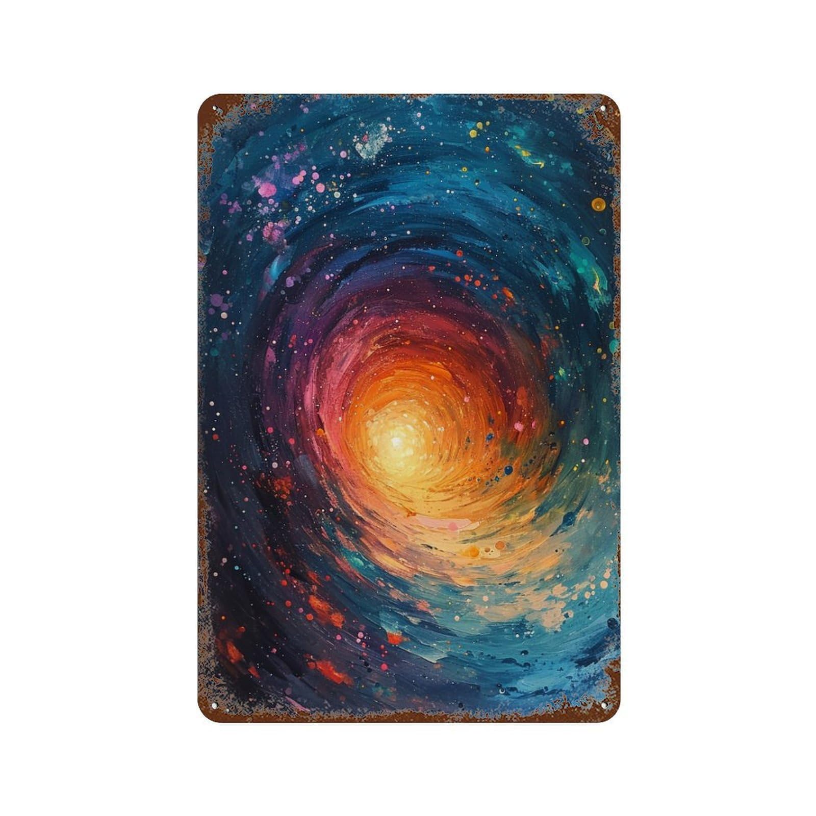 Cosmic Energy Swirl-3 11.8"x7.9" Vintage Rust Metal Sign, Classic Wall Plaque for Office, Studio And Wall Decor