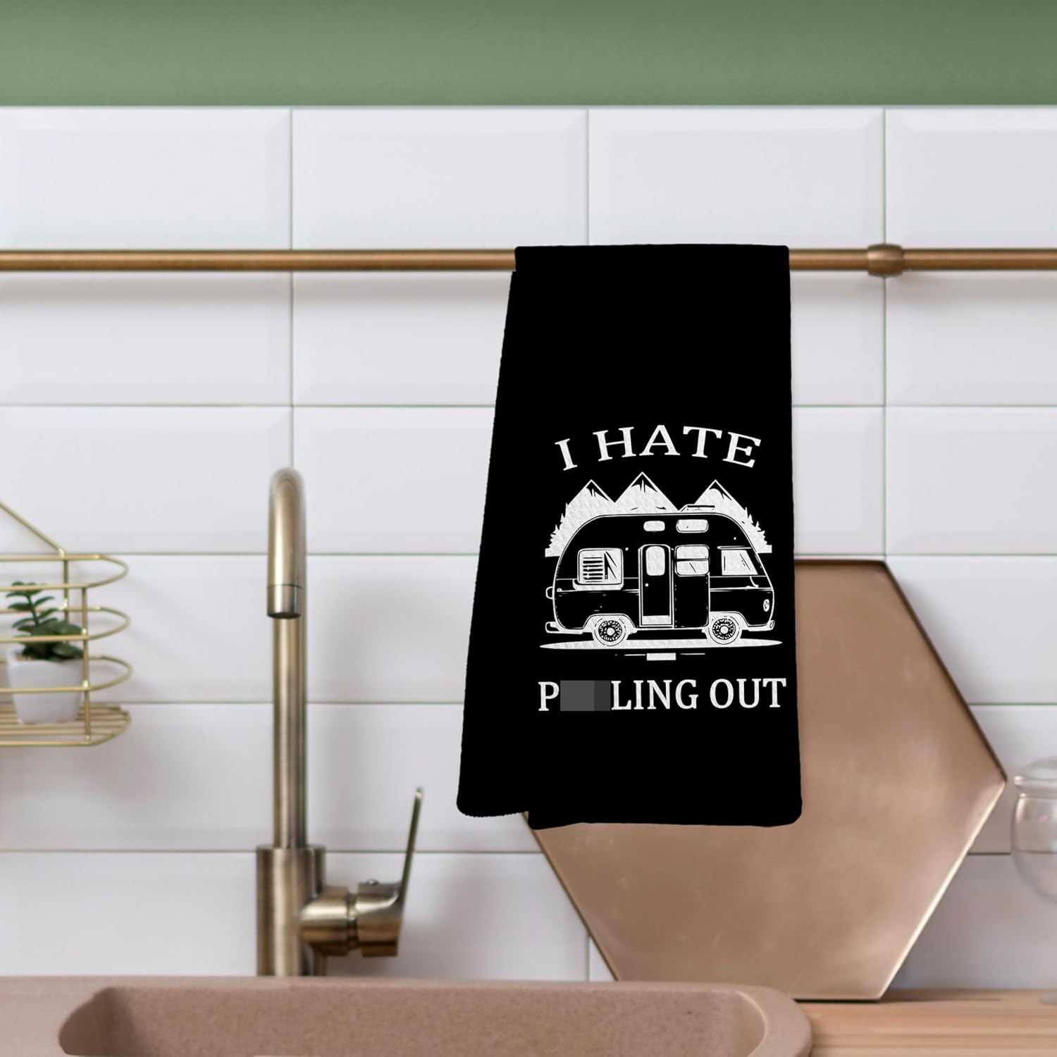 Funny Camping Kitchen Towels - Camper Gifts Dish Hand Tea Towels for Kitchen Decor, I Hate Out Decorative Hand Towel, Camping Trailer Accessories Decor for Kitchens Bathroom, 16x24inch - Image 5