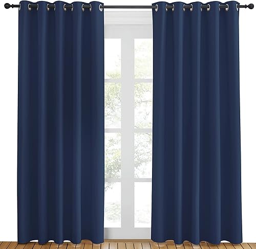 Miniatura 2 de NICETOWN Cortina blackout azul marino para ventanas de 84 pulgadas de largo, oscurecimiento de habitación, ahorro de energía, aislamiento térmico,