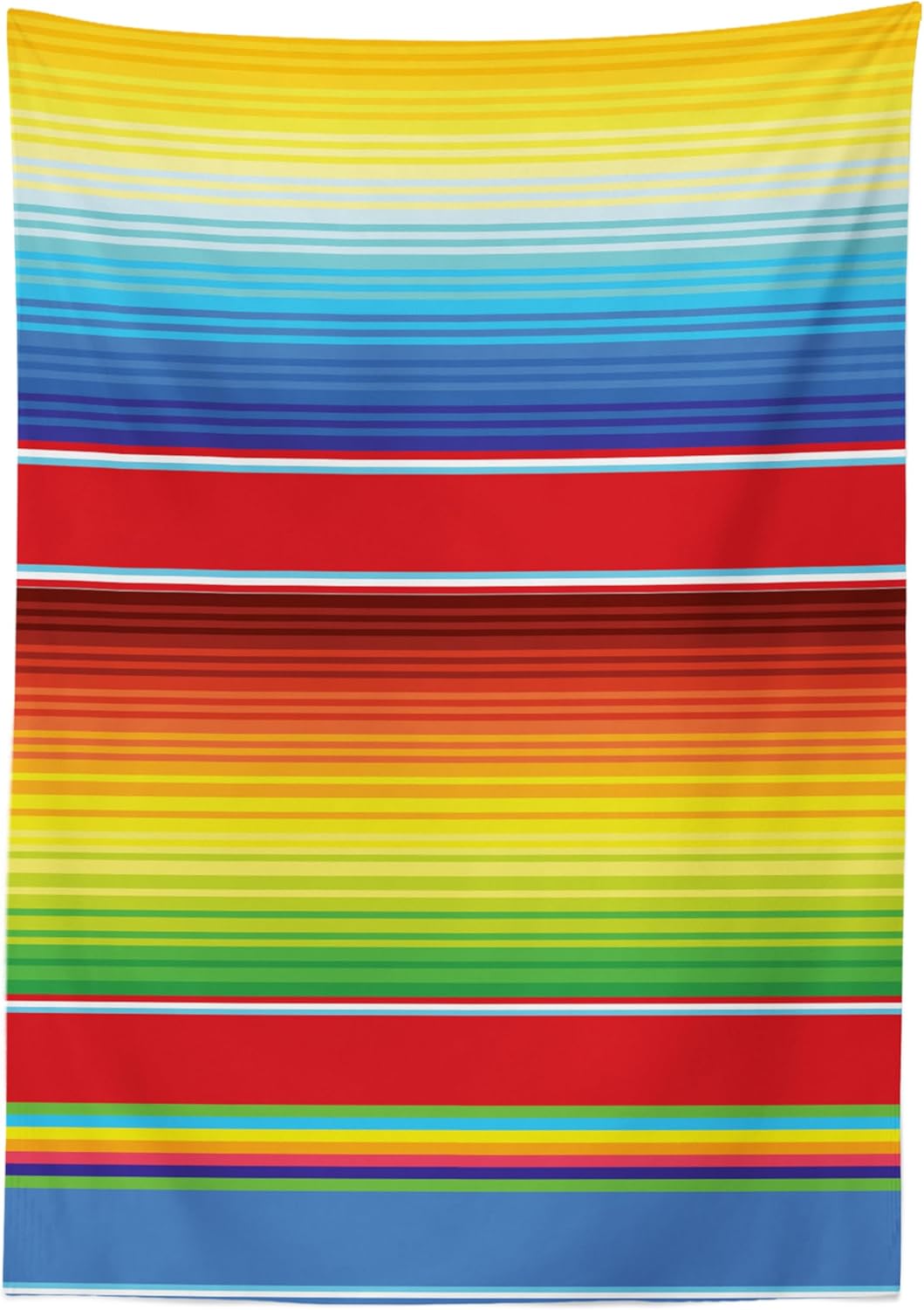Ambesonne Abstract Tablecloth, Colorful Horizontal Look and Ethnic Mexican Concept Lines Pattern Geometrical Lines Cultural Art Design, Dining Room Kitchen Rectangular Table Cover, 52" X 70", Red Blue