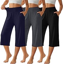 Neer 3 Pack Women Capri Pants Wide Leg High Waist Crop Lounge Sweatpants Loose Summer Casual Workout Pants with Pocket