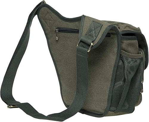 Miniatura 7 de Bolso de mensajero de lona vintage para hombre, bolso de mensajero de retazos de cuero en el pecho