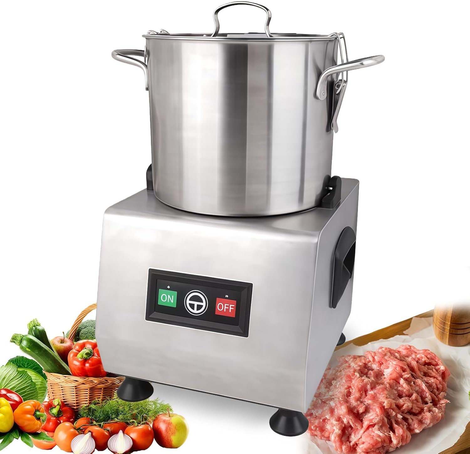 BANGBANGJI Commercial Food Processor, Large Stainless Steel Food Chopper & Vegetable Cutter, Food-Grade Stainless Steel, for Chopping Vegetable, Fruit, Peanut & Meat 8L-1100W