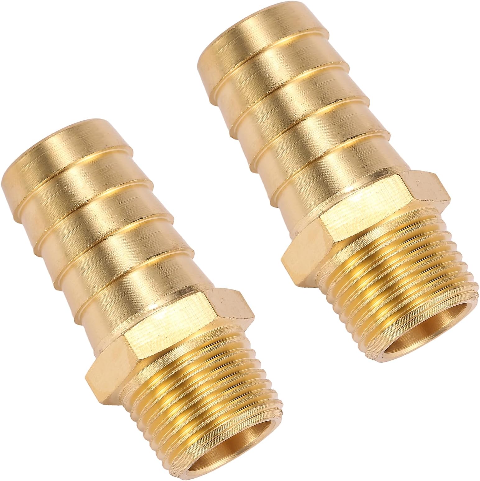 Sanpaint2 Pack Brass Hose Fitting, Adapter, 5/8" Barb x 3/8" NPT Male Pipe