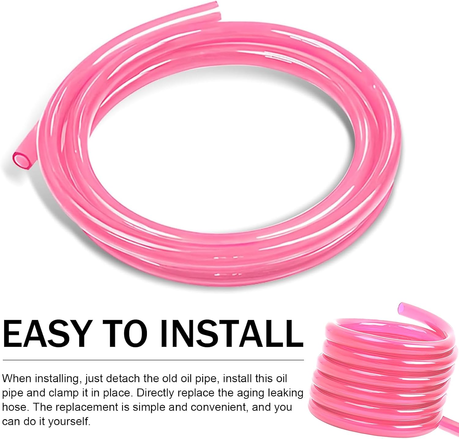 Carburetor Fuel line, 9.84ft Long 0.2" ID Fuel Vent Line Hose, Waterproof Flexible High-temperature Resistant Rubber Dirt Bike Fuel Line, Compatible with Motorcycle ATV Dirt Bike (Pink)