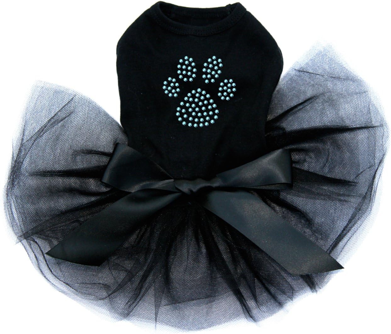 Paw- Blue Rhinestuds - Bling Rhinestone Dog Tutu Dress, XL Black