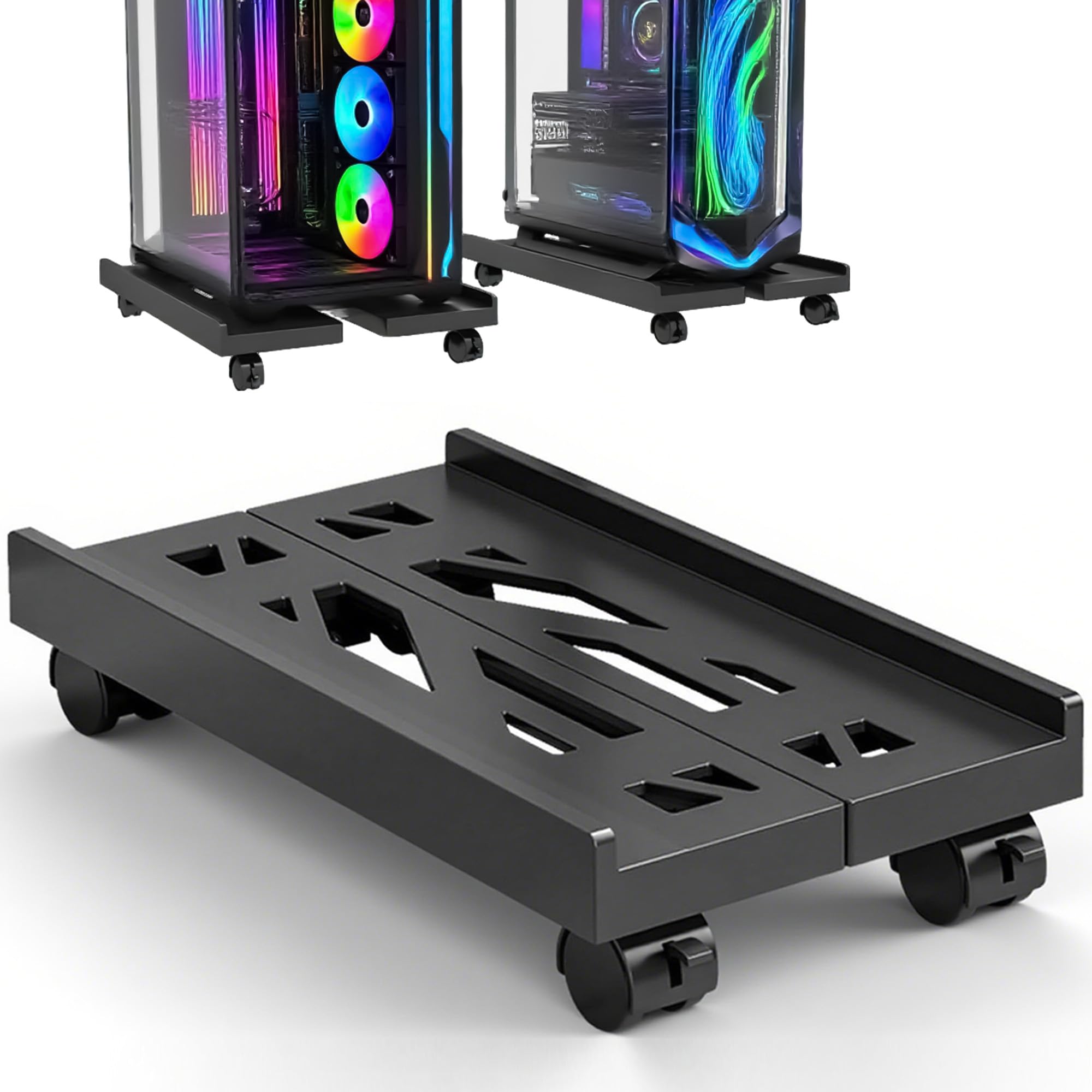 Supporto PC Fisso: Carrello Porta PC con Ruote Supporto per CPU Regolabile Supporto da Pavimento per CPU PC Computer Desktop Piante in Vaso - CPU Holder Cart