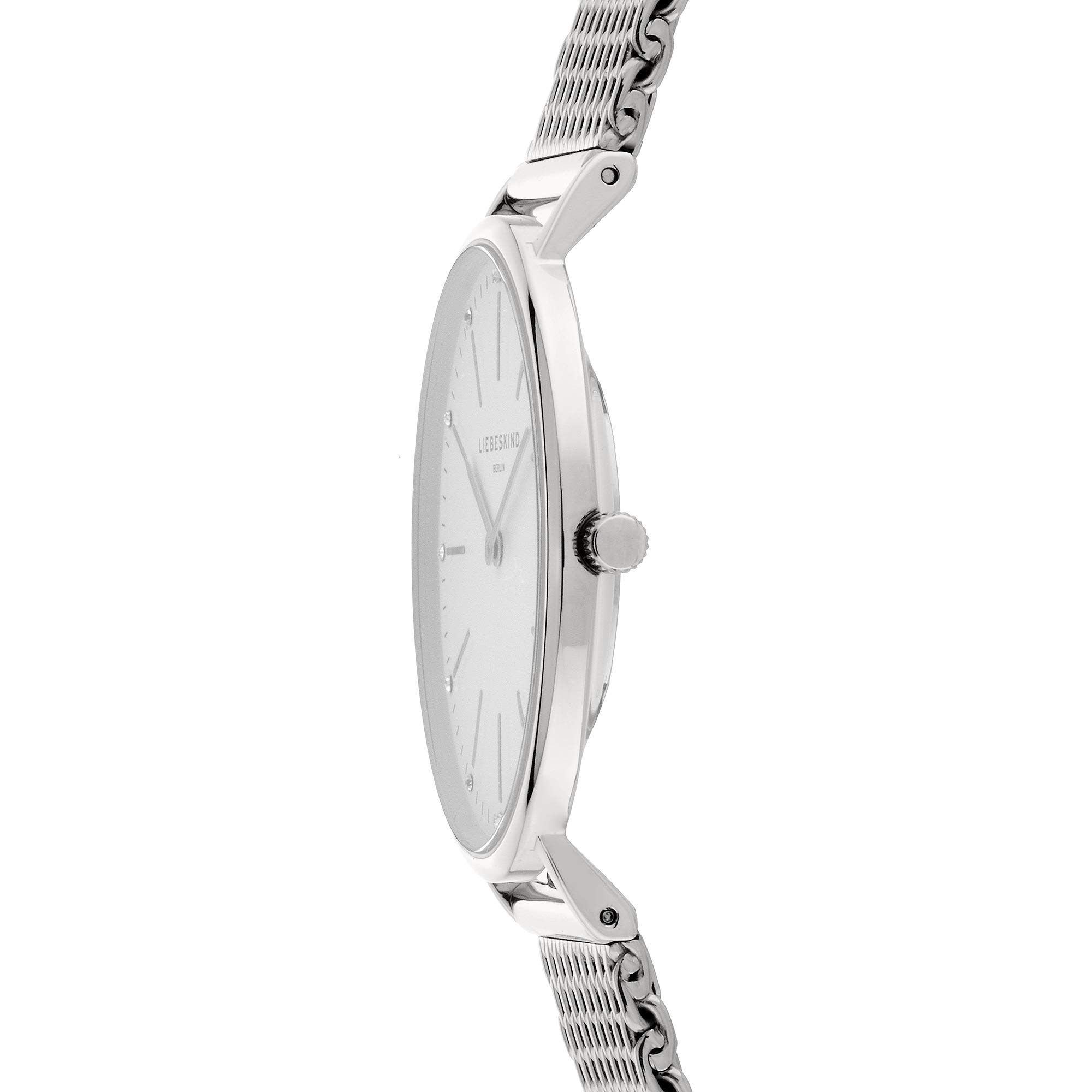 Liebeskind Berlin Damen Armbanduhr mit Zirkonia-Steinen auf dem Zifferblatt – 38 mm rundes Gehäuse – Quarzuhr mit Leder- oder Mesharmband – 5 ATM wasserdicht – Alltagstauglich & stilvoll
