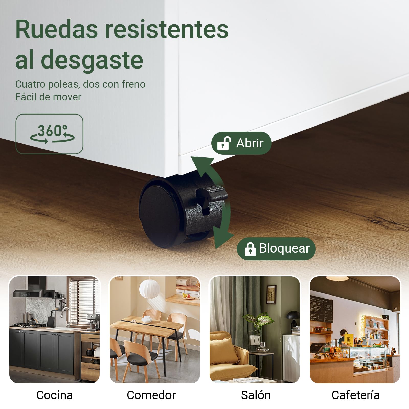SoBuy Mesita Auxiliar Estrecha con Ruedas y 2 Cajones - Mesita de Noche Móvil para Dormitorio/Salón, Mueble con Ruedas Blanco Natural 50x20x61cm FBT155-WN