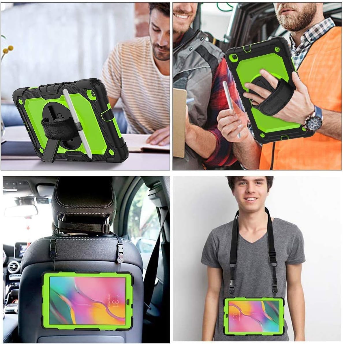 Samsung Galaxy Tab A 8.0 Case 2019 for Kids | Galaxy Tab A 8.0 Case SM-T290/T295/T297 with Kickstand & Screen Protector| Blosomeet Shockproof Protective Cover w/Hand Shoulder Strap | Green