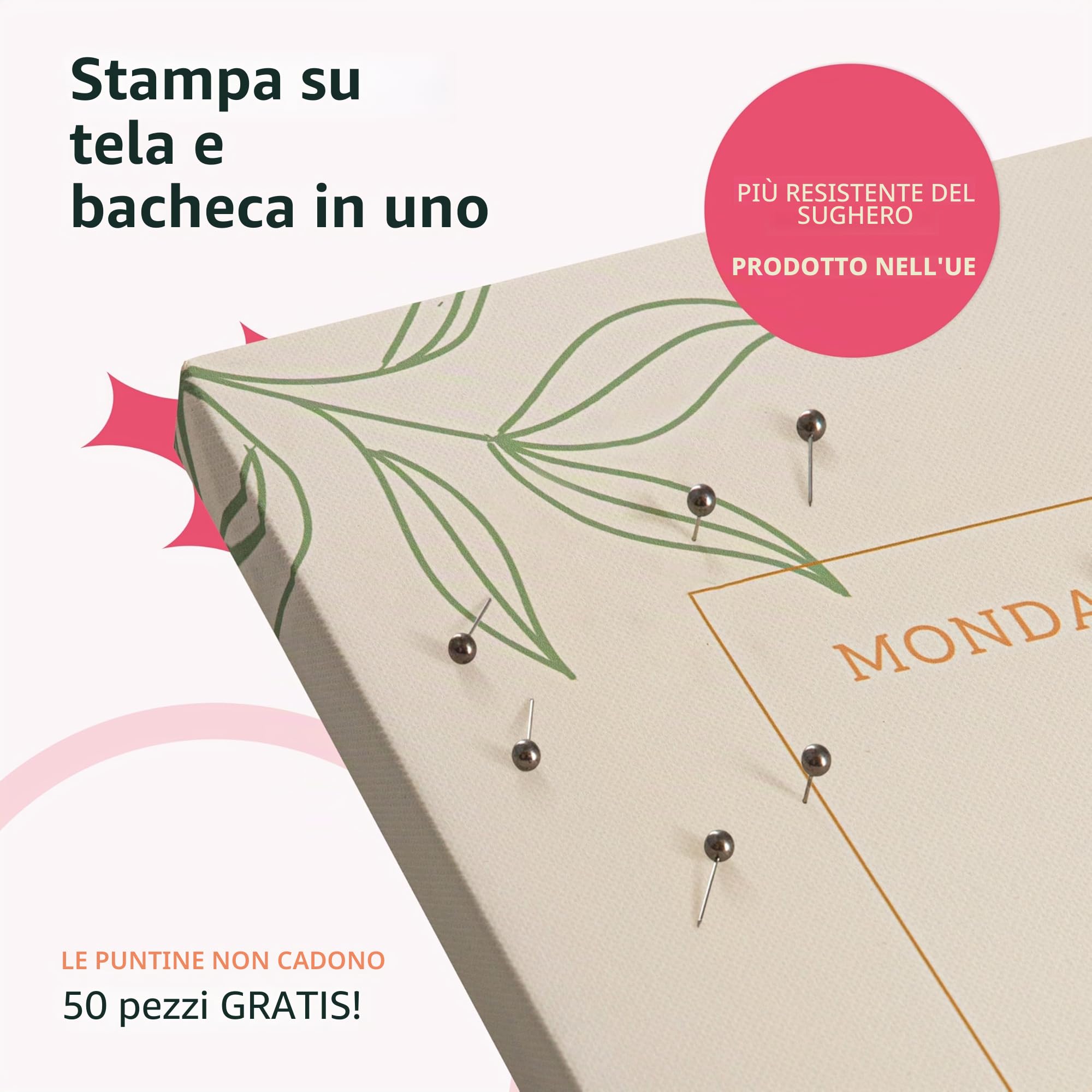 decomonkey Pannello in fibra con 50 puntine - 120x80 cm - Scrittura inglese - Mappa del mondo tela su sfondo beige Decorativo per Parete Carta da viaggio con spille