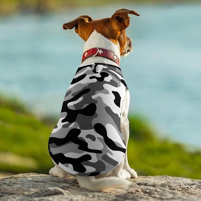 Foto 6 de 8 de Camuflaje Militar Camisas para Perros de Caza en Blanco y Negro Ropa Estampada para Mascotas Camisas…