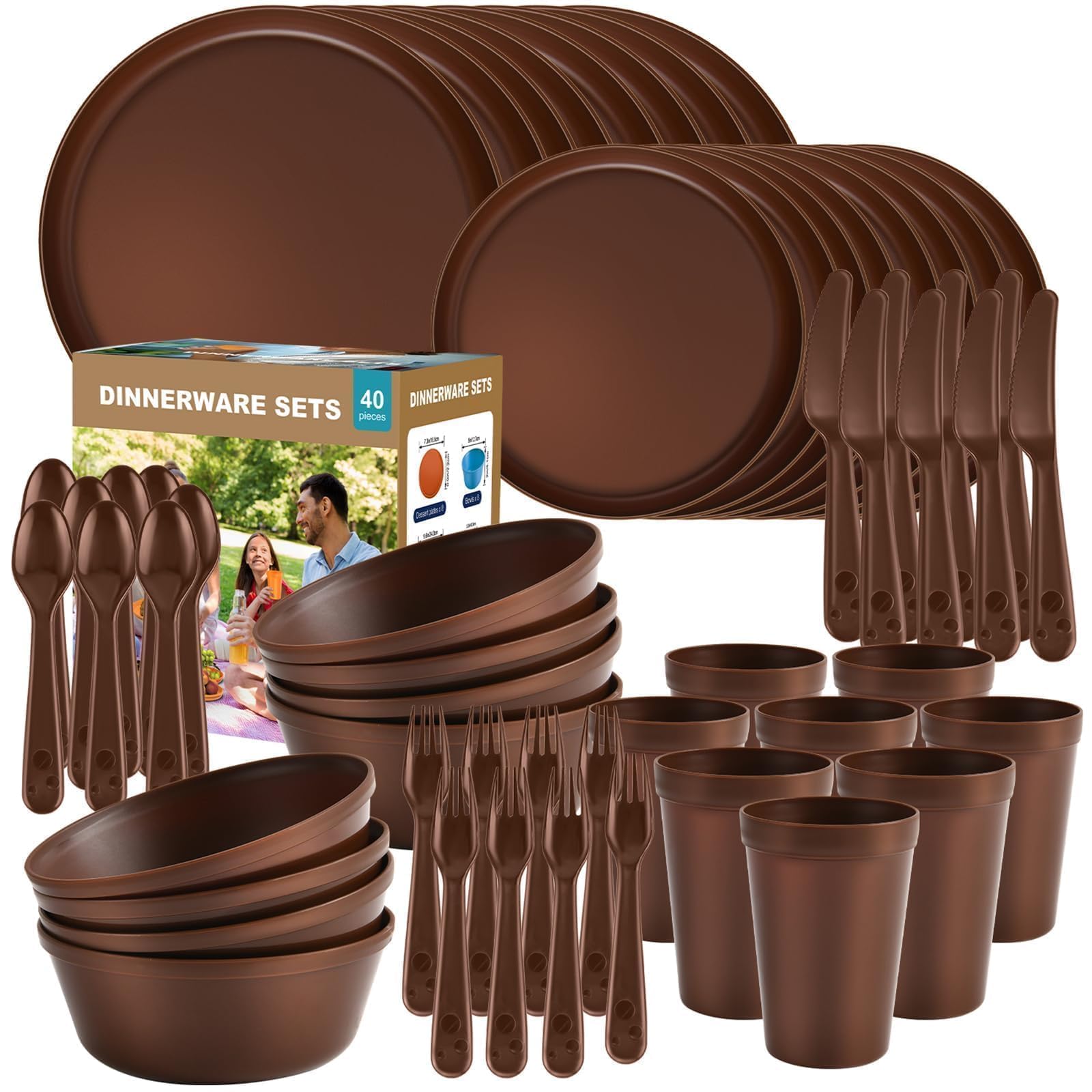 40 Piece Plastic Dinnerware Set - Unbreakable & Dishwasher Safe -10 40 Piece Plastic Dinnerware Set - Unbreakable & Dishwasher Safe -10
