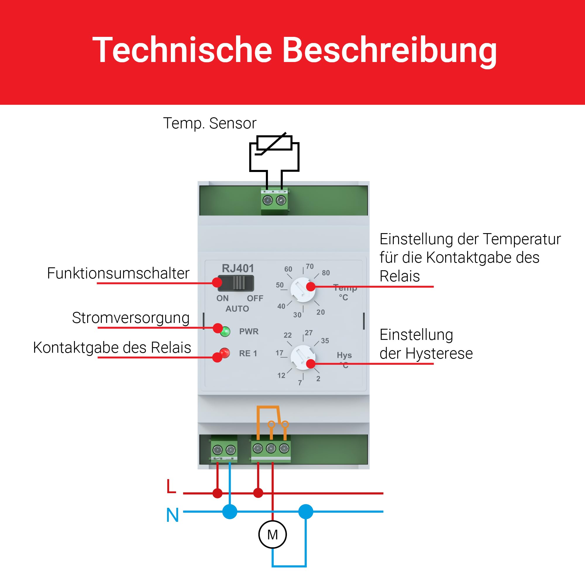 Bock elettrico interruttore temperatura, rj401