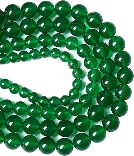 Miniatura 2 de 36 cuentas de calcedonia de piedra de jade verde natural de 0.394 pulgadas para hacer joyas, pulseras de cristal de 1 hebra