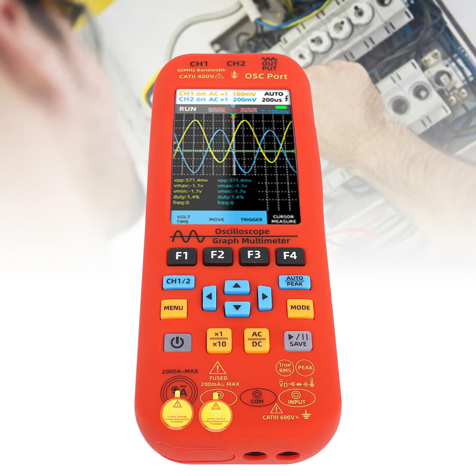 Oscilloscopio Multimetro Generatore di Segnale Oscilloscopio Portatile Digitale a 2 Canali con Copertura Protettiva in Silicone