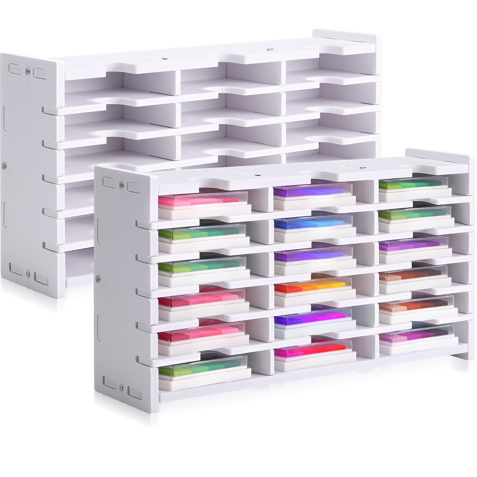 Sunnychicc 28-Grid Ink Pad Storage Rack - Holder For Stamp Pads, Markers & Refills, Wall Mountable