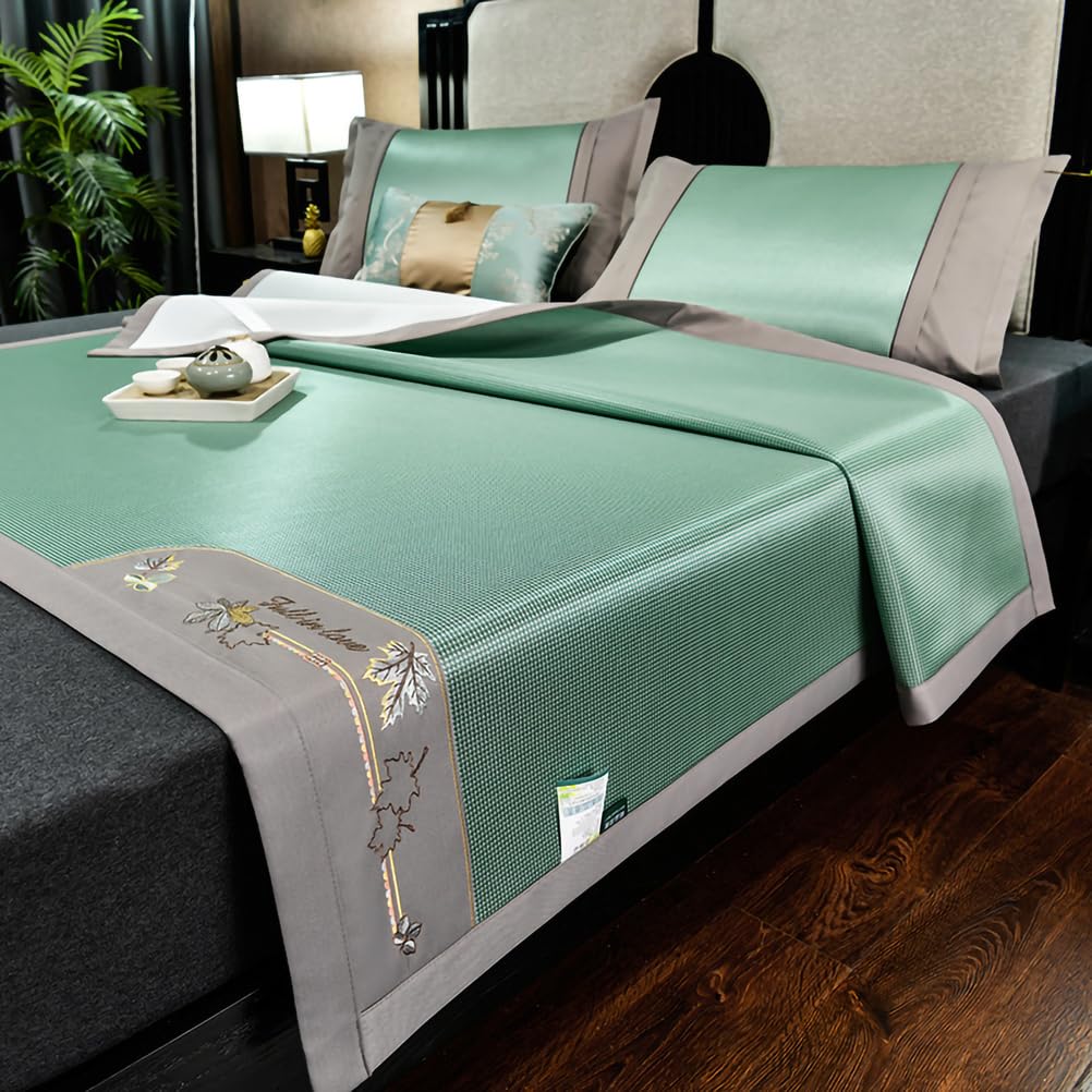 Estera de Cama de bambú, Plegable, Transpirable, de Doble Cara con Fundas de Almohada, Varios tamaños(Y,180 * 200cm)