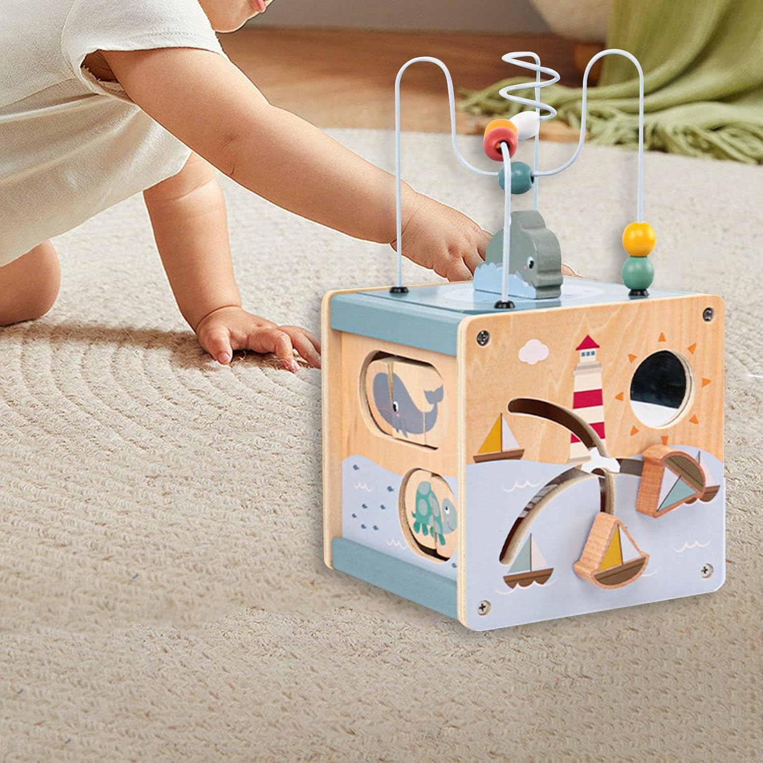 Classic Bead Maze Activity Cube Toys Wooden Educational Toy Bead Maze for