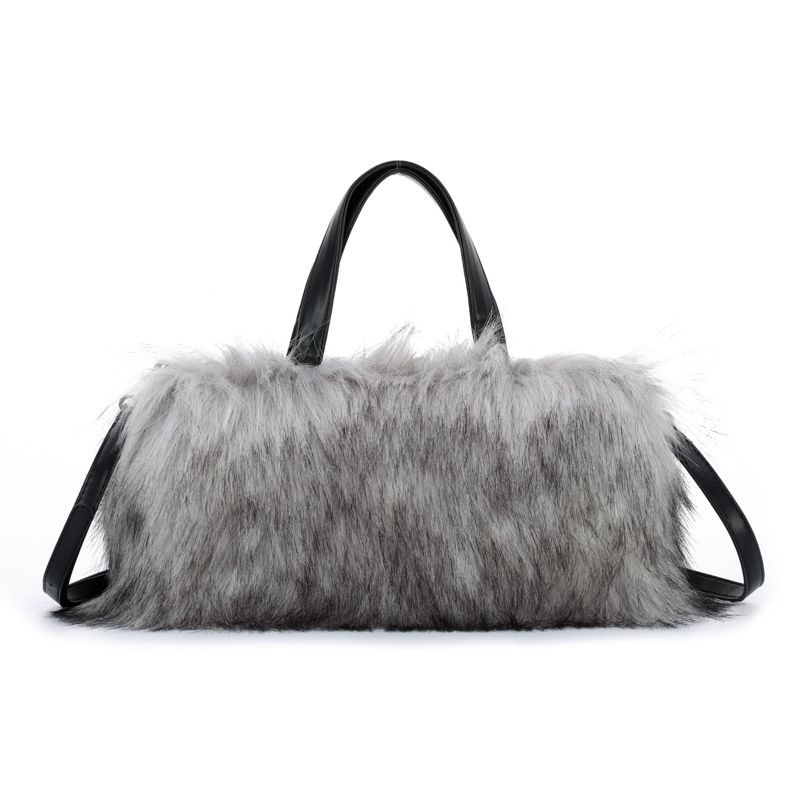 EVEOUT Flauschige Plüsch Tote Handtasche Damen Winter Süß & Cool Pelzige Kunstfell Umhängetasche Tragetasche mit Schulterriemen für Herbst und Winter