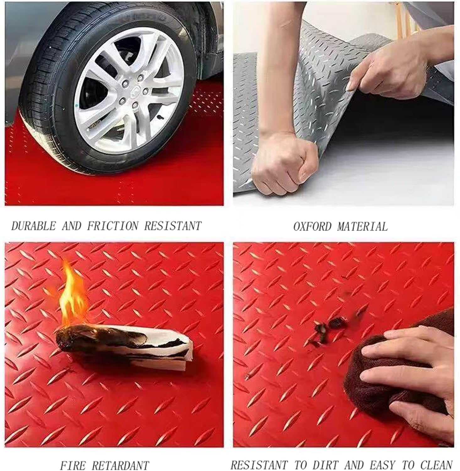 Anti-Slip Rubber Floor Mat,Water, Spill, & Stain Resistant,PVC Garage Shop Parking Mat,for Indoor Hardwood, Hard Floors, Garage(Grey,1.5x1m/4.9x3.2ft)