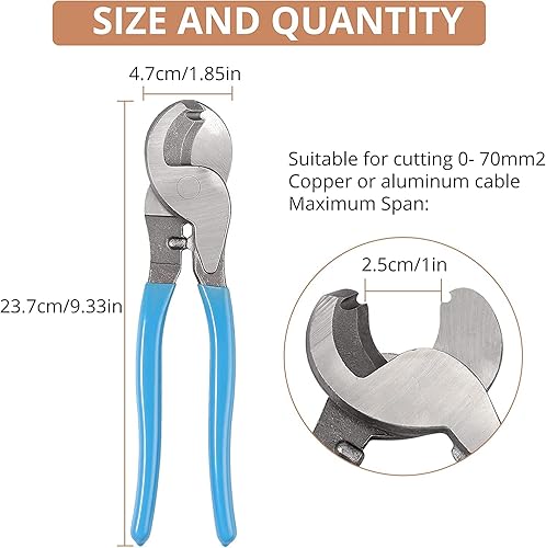 Miniatura 5 de Kamtop Battery Cable Wire Lugs Crimping Tool Kit, Crimping Plier AWG 10-0 with Cable Cutter, Heavy Duty Electrical Lugs Crimper Terminal Crimping