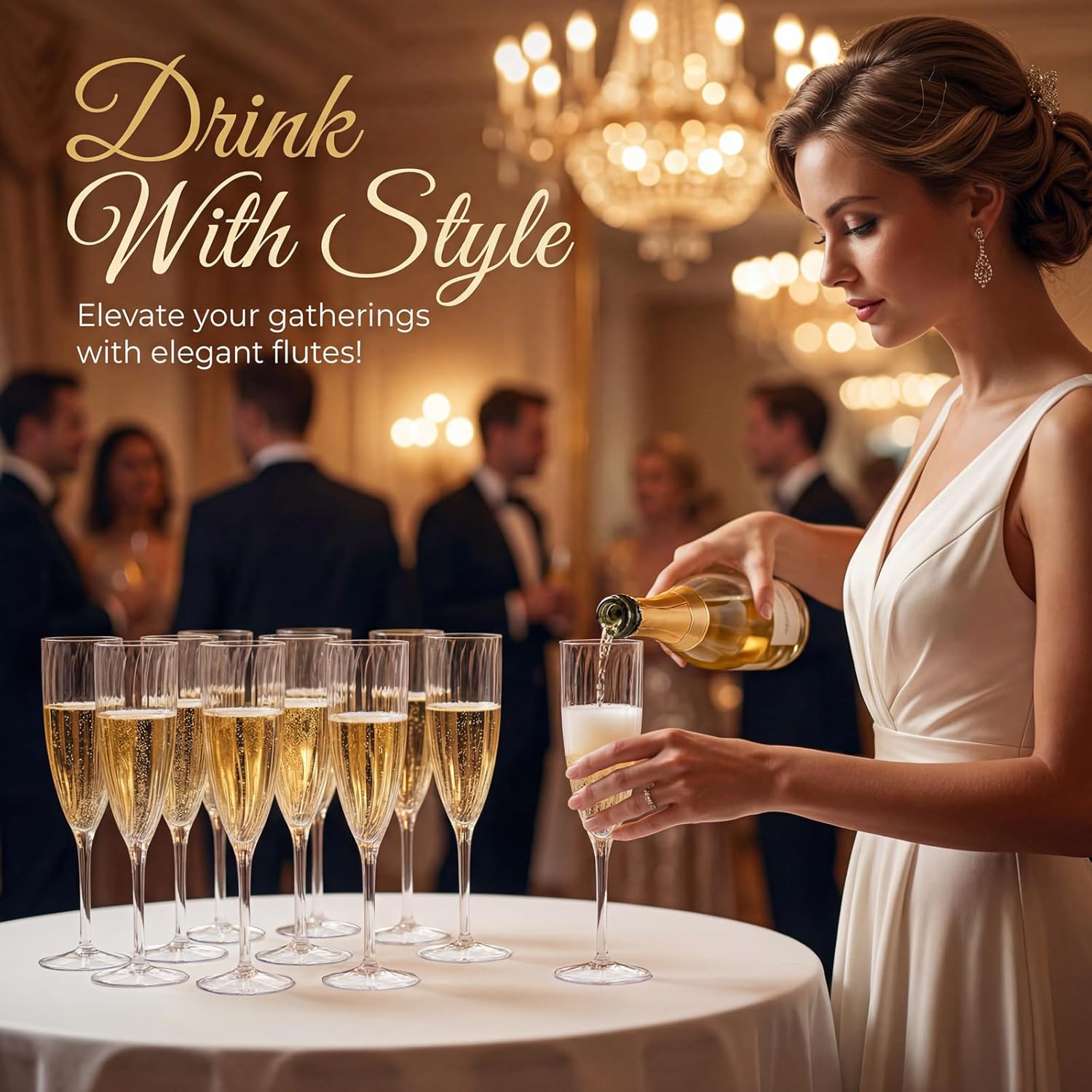 WDF 36PCS Clear Champagne Flutes Plastic - 6 OZ Clear Disposable Champagne Flutes Party Supplies for Wedding/Birthday/Parties - Image 4