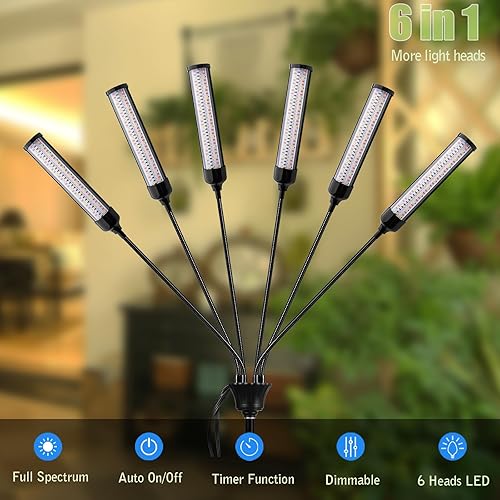 Miniatura 2 de Luces de cultivo para plantas de interior, luz de crecimiento LED de espectro completo con soporte, temporizador de encendidoapagado automático de