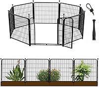Vista 1 de Valla de Jardín de 36 pulgadas de alto con puerta, puerta ancha de umbral bajo, 8 paneles en total de 17.7 pies de largo, valla de barrera de hierro