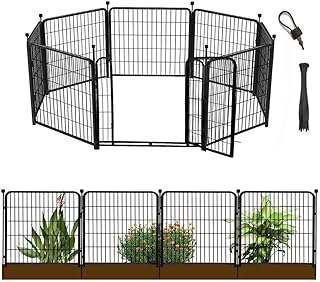 48 in(H) Decorative Garden Fence with Gate,8 Panels Total 17.7 Ft(L) Hea...