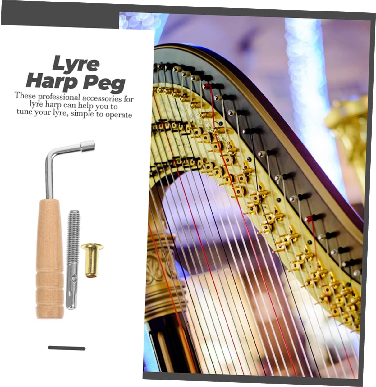 Lyre Harp Tuning Tool Wrench and Pin Nail Accessory