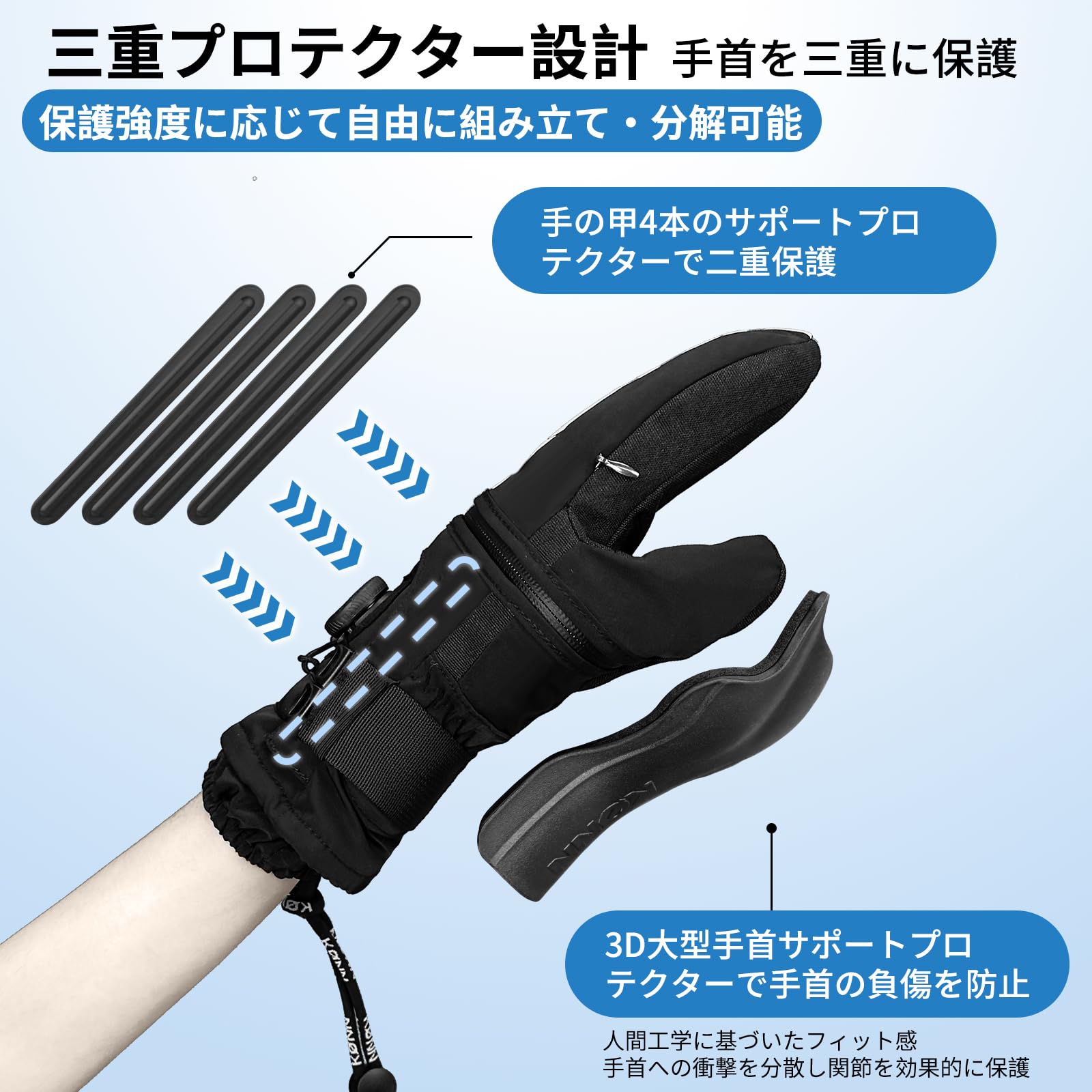 Amazon | KONN スノーボードグローブ 360°ワイヤー調整ノブ 取り外し