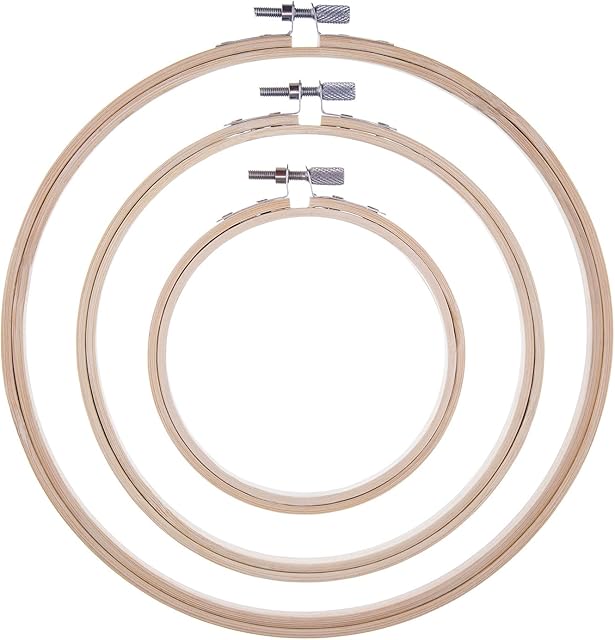 3 Pieces Embroidery Hoops Bamboo Circle Cross Stitch Hoop Ring Set for Art Craft Handy Sewing, 3 Sizes