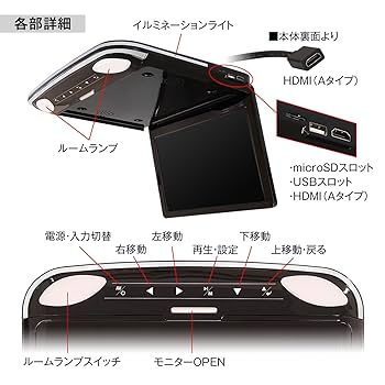 Amazon | MAXWIN(マックスウィン) フリップダウンモニター 12.1