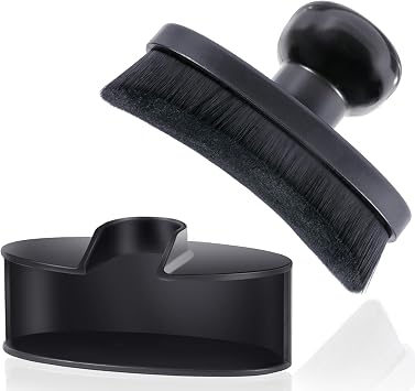Yoseng Tire Shine Brush - Curved Brush Head & Large 3.8 Tire Dressing Applicator with Storage Stand for Automotive Detailing, Car Enthusiasts, DIY Users Vegan, Washable, Black
